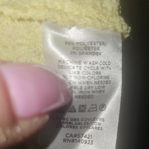 LOFT NWT Women's  Light Yellow Puff Sleeve Blouse Tie Front Size XLarge - Picture 7 of 10